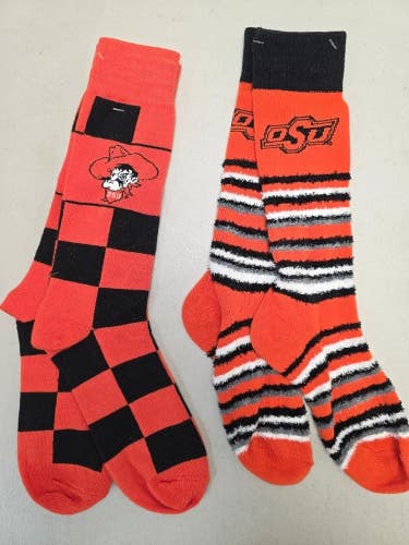 ST12 NCAA OKLAHOMA ST COWBOYS Crew Socks OSFM One Size Fits Most Lot of 2 New