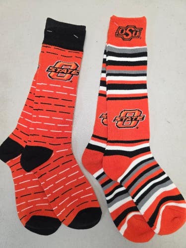 ST15 NCAA OKLAHOMA ST COWBOYS Crew Socks OSFM One Size Fits Most Lot of 2 New