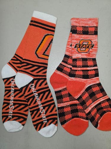 ST4 NCAA OKLAHOMA ST COWBOYS Crew Socks Lot of 2 Pair LARGE New