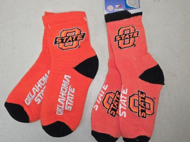 ST23 YOUTH NCAA OKLAHOMA ST COWBOYS Crew Socks Lot of 2 Pair New
