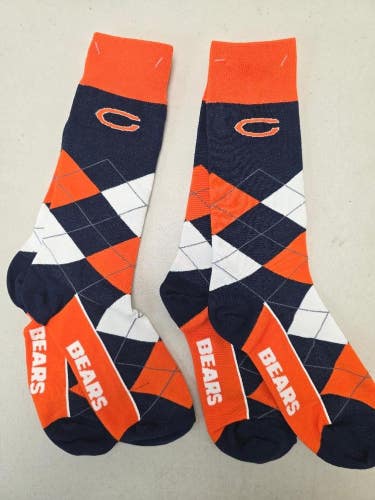 ST1A Mens NFL CHICAGO BEARS Argyle Socks OSFM One Size Fits Most 2 Pair Lot New
