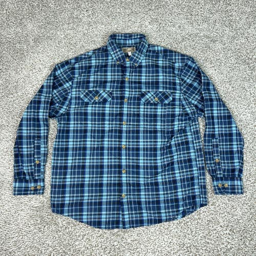 Duluth Trading Co Shirt Mens Large Blue Plaid Button Front Outdoor Hiking Casual