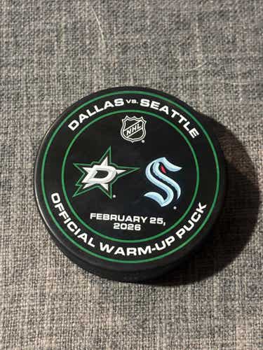 Dallas Stars vs Seattle Kraken February 25, 2026 Official NHL Warm Up Puck