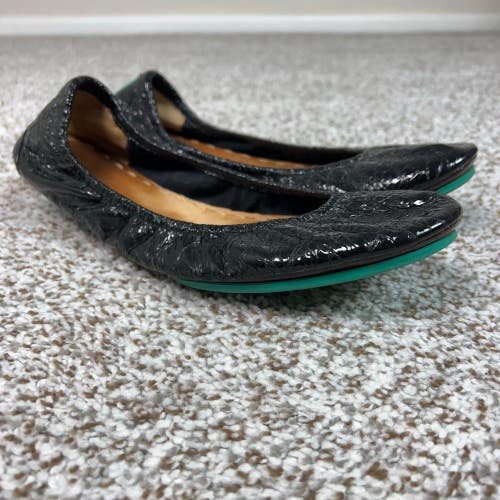 Tieks Flats Womens 11 Black Patent Leather Ballet Foldable Crinkle Round Toe