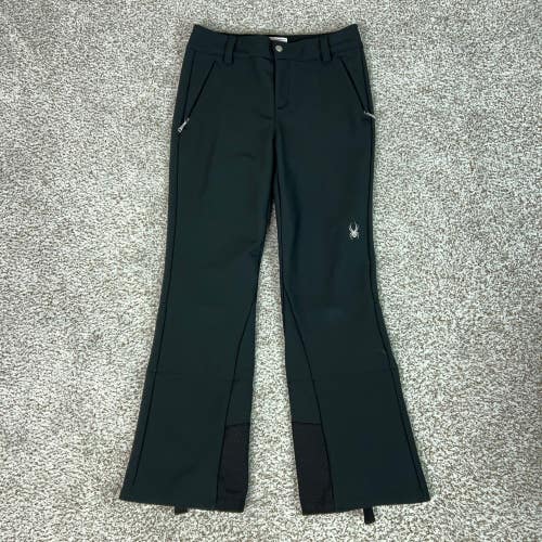 Spyder Pants Womens 8 Short Black Ski Snow Softshell Fleece Lined Zip Trousers