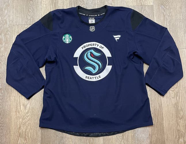 Pro Stock Fanatics Team Issued NHL Seattle Kraken Hockey Practice Jersey 56 Made in Canada Starbucks