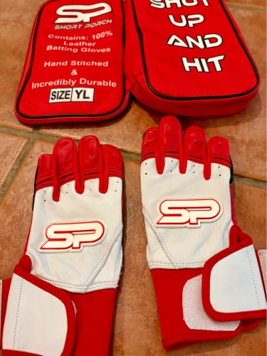 Short porch long cuff Youth Large Batting Gloves (New)