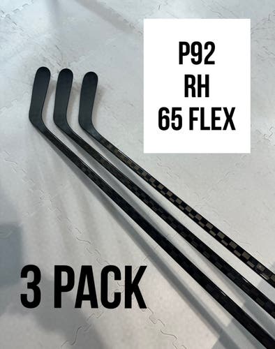 Senior(3x)Right P92 65 Flex 66” ProBlackStock™ Unbranded Blackouts Pro Stock Nexus Hockey Sticks