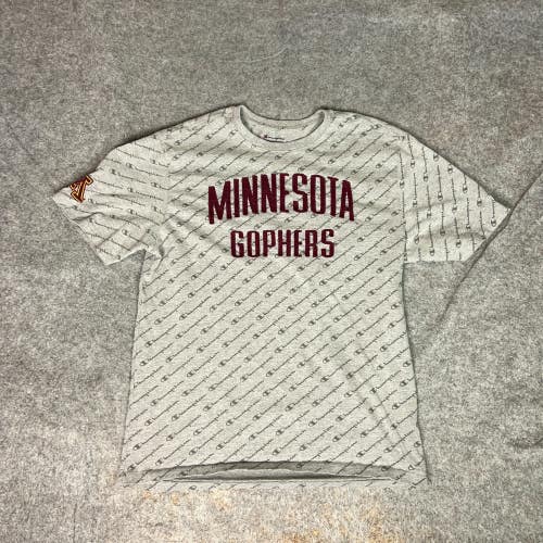 Minnesota Gophers Men Shirt Large Gray Maroon Tee T Champion All Over Print NCAA