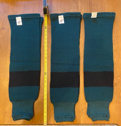 Ice Hockey Socks – Pear Sox Adult Medium – 26"–28" Hunter Green, Black Stripe