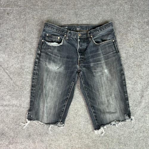 Gap Mens Shorts 32 Black Japanese Denim Slim Button Fly Cut Off Grunge Rock