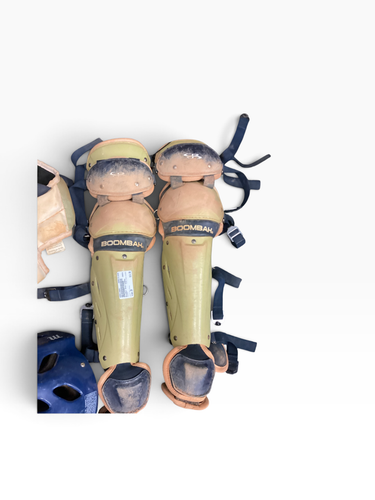 Used BoomBah SHIN GUARDS Catchers Leg Guards Navy Blue Junior 11846-S000110801