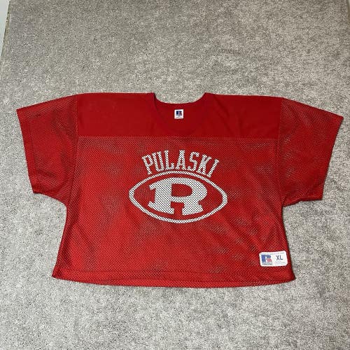 Vintage Pulaski Red Raiders Russell Athletic Mesh Cropped Football Jersey L-XL