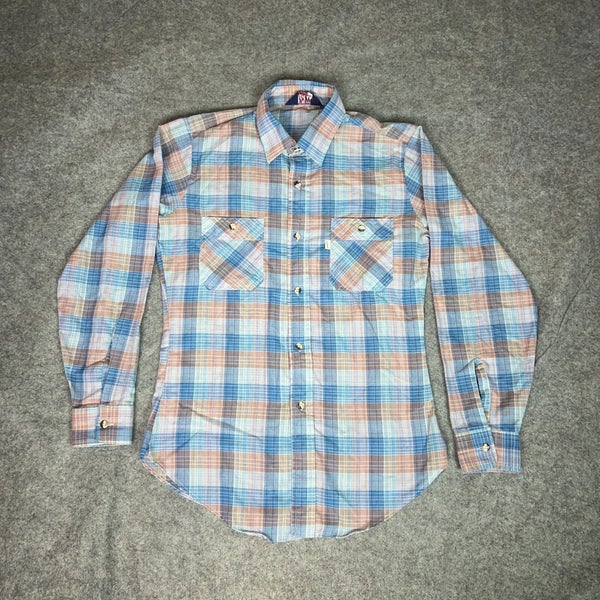 Vintage Levis Mens Shirt Medium Button Blue Western Fitted Classic Casual 70s
