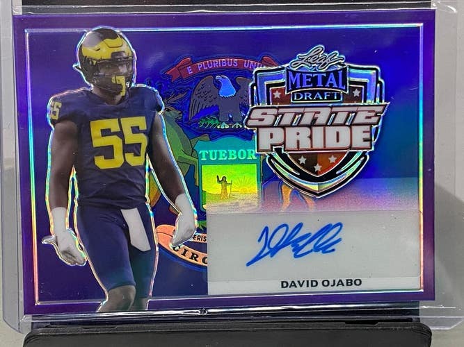 David Ojabo State Pride Purple Auto #1/25 SP-DO1 Michigan 2022 Leaf Metal Draft