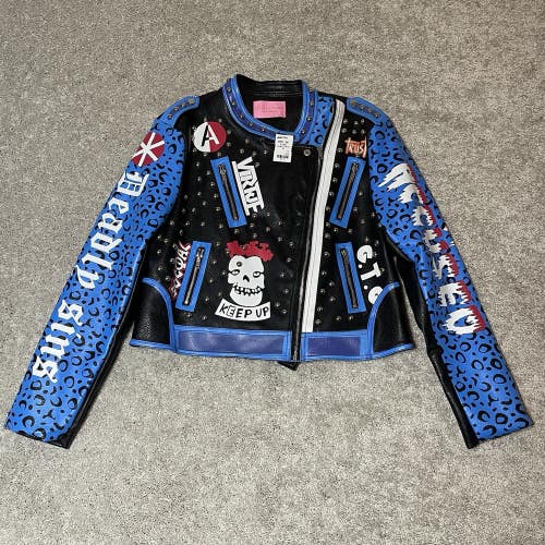 Azalea Wang Stud Moto Jacket In A Blue World Womens Size XL - NWT