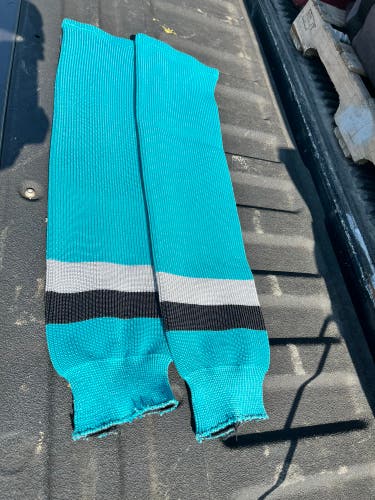 Used Knit Hockey Socks - Teal (San Jose)