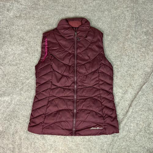 Eddie Bauer Womens Jacket Small Vest Puffer Down Maroon EB650 Quilted Top Gorp