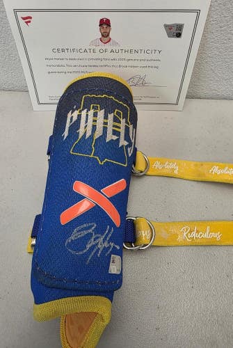 Phillies BRYCE HARPER Signed Game Used "Philly" Leg Guard 2026 Season FANATICS