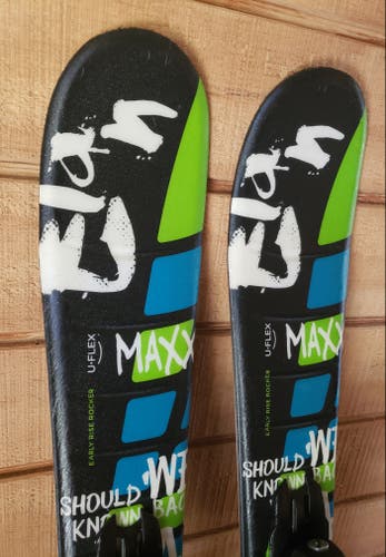 90cm Kids Skis ELAN MAXX U-FLEX w/ 4.5 EZ ADJUST Bindings *USED* CLEANED