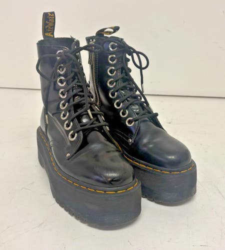 Dr Martens Jadon Max Black Leather Side-Zip Women's Platform Boots US 7 EU 38