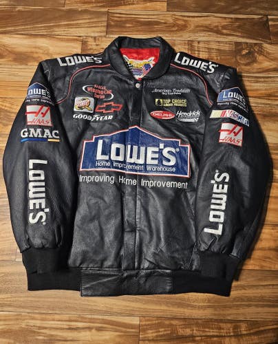 Vintage Jeff Hamilton Lowes Nascar Leather Jacket #48 Jimmie Johnson Size XXL