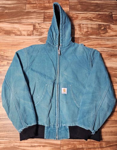 Vintage Carhartt J04 AQU Aqua Teal Coat Zip Up Vtg Winter Jacket Size Large/Xl