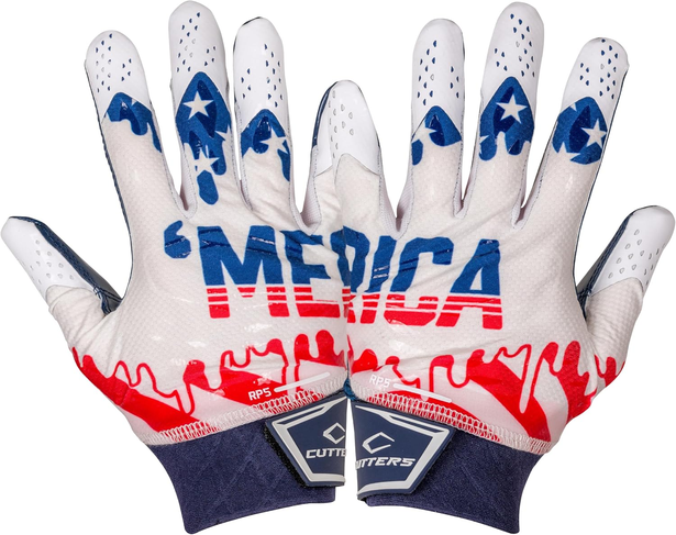 Used Cutters REV PRO 5.0 ADULT MERICA FB Gloves White/Red/Navy 2X 11851-S000053040