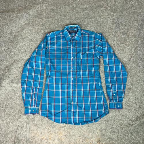 Vintage Levis Mens Shirt Small Button Blue Western Fitted Classic Casual Top 80s