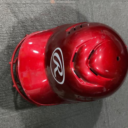 Used Rawlings BATTING HELMET W/ MASK Batting Helmet w/Mask Red LG 11614-S000244622