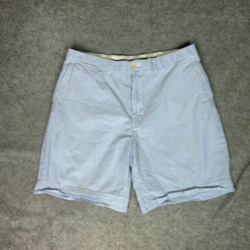 Polo Golf Ralph Lauren Men Shorts 38 Blue White Seersucker Preppy Beach Chino