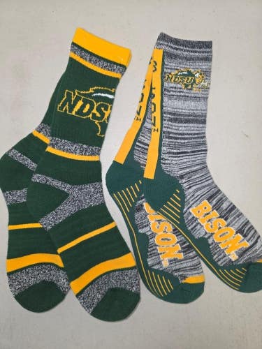 ST1 Mens NCAA NORTH DAKOTA STATE ST BISON Crew Socks Lot of 2 Pair LARGE New