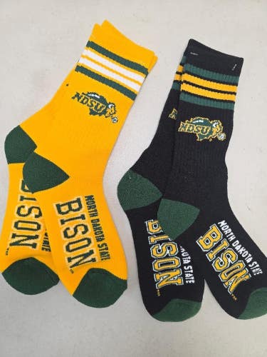 ST3 Mens NCAA NORTH DAKOTA STATE ST BISON Crew Socks Lot of 2 Pair LARGE New