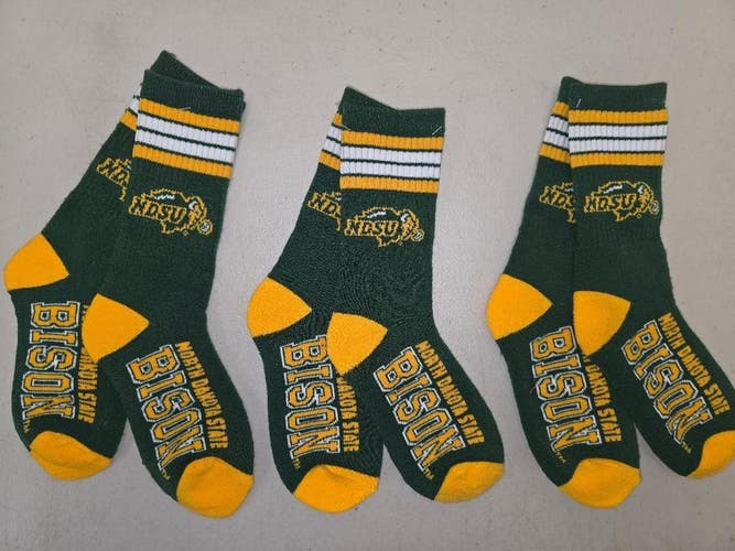 ST12 YOUTH NCAA NORTH DAKOTA STATE ST BISON Crew Socks Lot of 3 Pair New