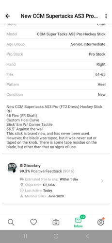 CCM Super Tacks AS3 Pro Hockey Stick (FT2 dressed)