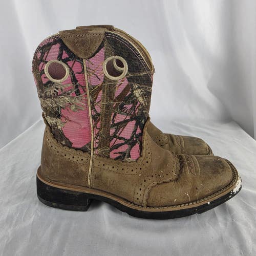 ARIATBrown Pink Camo Timber 10007977 Leather Western Cowboy Boots Women's 5.5B