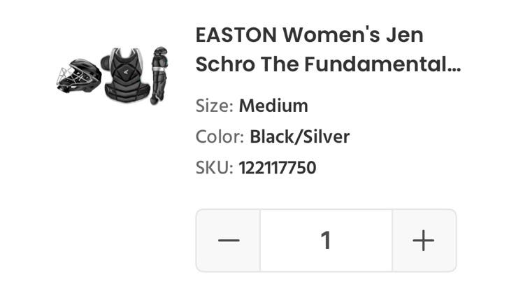 Adult Easton Jen schro Catcher's Combo (New)