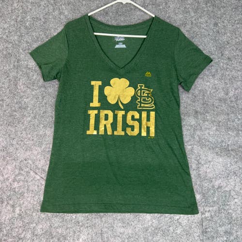 St. Louis Cardinals Womens Shirt Large Green Gold Short Sleeve MLB Baseball Tee