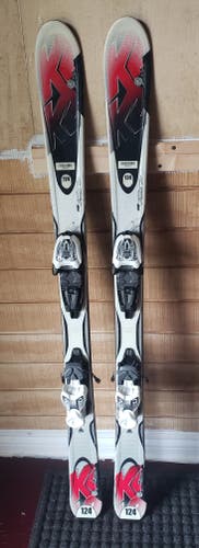 KIDS 124cm USED SKIS K2 JR. INDY JSL 13 w/ MARKER MOD 4.5 BINDINGS/ CLEANED*