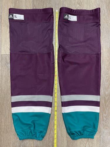 Pro Stock NHL Adidas Anaheim Ducks Retro XL Hockey Socks Made in Canada (Used)