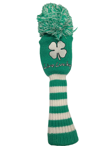 Black Clover 'Live Lucky' Green/White Pom Knit Fairway Headcover