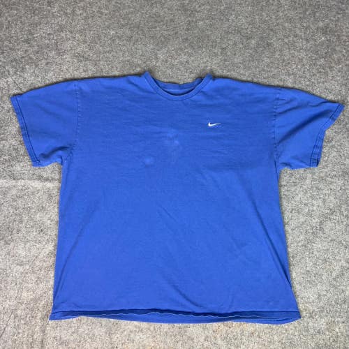 Nike Mens Shirt 2XL XXL Blue White Embroidered Shirt Tee T Causal Logo Sports