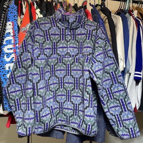 Patagonia Synchilla Fleece Vintage 90s Mens Large 1/4 Snap Aztec Geometric RARE