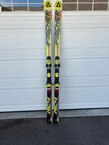 Unisex Fischer RC4 GS 180 cm Racing Skis With Bindings Max Din 17 (Used)