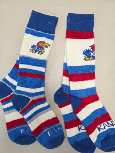 ST22 Mens NCAA KANSAS JAYHAWKS Crew Socks Lot of 2 Pair OSFM ONE SIZE FITS MOST