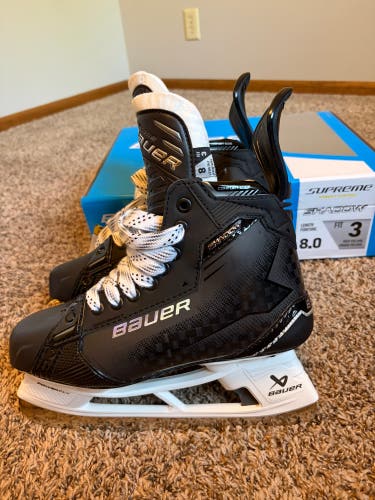 Bauer Supreme Shadow SR Hockey Skates 8.0 Fit 3 (New with Flaws) Black