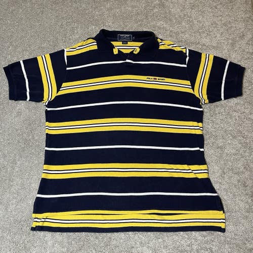 Vintage Polo Sport Ralph Lauren Polo Shirt Mens XL Striped Short Sleeve Blue
