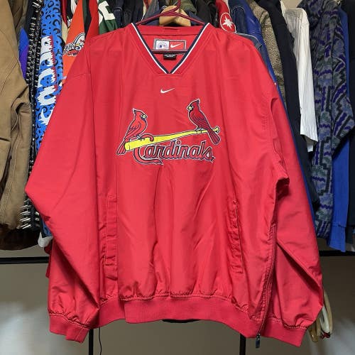 Vtg St. Louis Cardinals Nike Jacket Mens XL Center Swoosh Pullover Windbreaker
