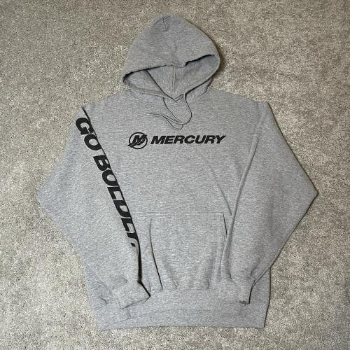 Mercury Marine Pro Hoodie Gray Pullover Fishing Boat Sweatshirt Mens Size Large
