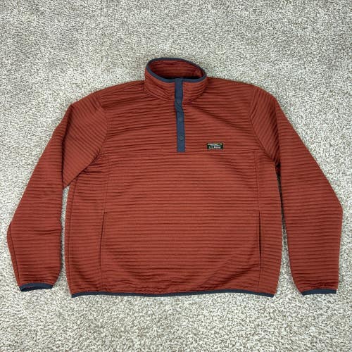 LL Bean Pullover Mens XL Orange Long Sleeve Snap Mock Neck Airlight Knit Hiking